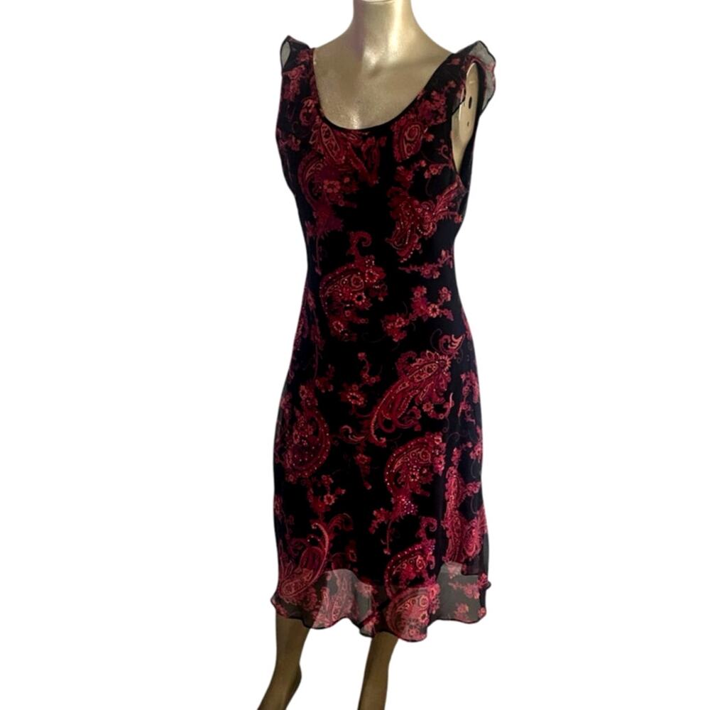 VTG 12 Eva BLUE Midi Dress Red Pink Black Paisley Beaded Y2K Fairy Whimsygoth